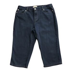 EARL JEAN Womens Size 12 Dark Indigo Blue Cropped Capri Jeans 19" Inseam